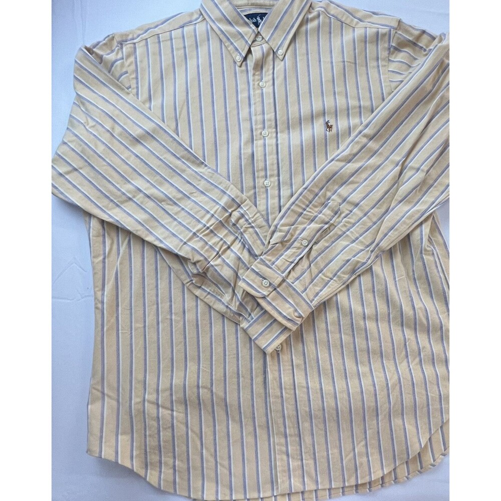 Ralph Lauren Mens Classic Multicolor Stripe Long Sleeve Button Down Shirt Size L